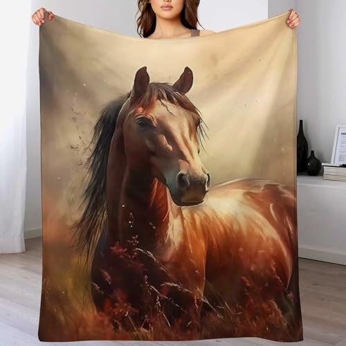AASWDDS Couverture Cheval, Couvertures en Flannel Douce Chaude Et Confortable, pour Canapé Ou Lit. Linge De Lit Couvre-lit 180×200cm
