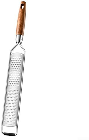 Grattugia multiuso in acciaio inox per scorza di limone, aglio, cioccolato, frutta e verdura, con foro per appendere e coperchio della lama