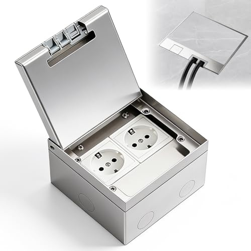 Presa per serbatoio da pavimento, 16 A, AC250 V, 4000 W, in acciaio inox, impermeabile, per cucina, soggiorno, ufficio, serbatoio a scomparsa (2 prese)