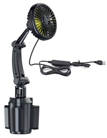 Wsdsgz Ventilateur de voiture USB facile à monter avec 3 puissantes vitesses lumineuses avec réglage de la direction rotatif à 360° pour accessoire de voiture de voyage