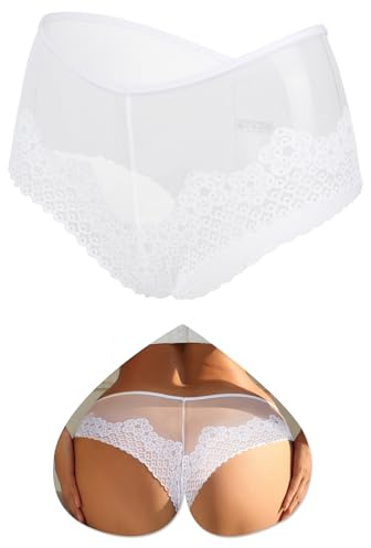HHRFCS Mutandine francesi in Pizzo Sexy Sheer Mesh Cheeky Tangas Slip Mutandine da Donna Plus Size Intimo Mutande a Vita Bassa Traspiranti S-XXL