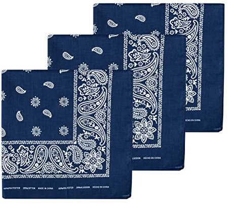 Levi's Men's 100% Cotton Multi-purpose Bandana Gift Sets – Headband, Wrap, Protective Coverage, Navy, Pack 3