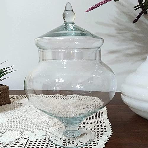 Vaso con coperchio Ampolla alzatina biscottiera per confettata caramellata centrotavola in vetro trasparente H 32cm