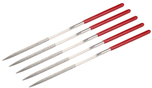 sourcingmap Lot de 5 limes aiguilles carrées diamantées de 3 mm x 140 mm, grain 150.