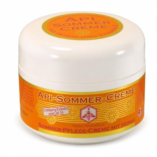 API Sommer Pflege-Creme mit Honig 50 ml — leichte Tagescreme mit UV-Filter, Bienenwachs & Vitamin E — ostdeutsche Bienenkosmetik von Natura-Clou aus Leipzig — sommerliche Hautpflege im Tiegel
