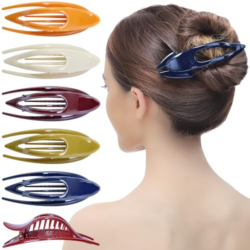 RC ROCHE 6 Stück Haarklammer Französisch Flach Rutschfest, Medium Klassisch | Geschwungene Form, Haarklammer Seitlich, French Twist, Halboffene Frisuren, Starker Griff, Sicherer Halt, Dutt, Alltag, Reise