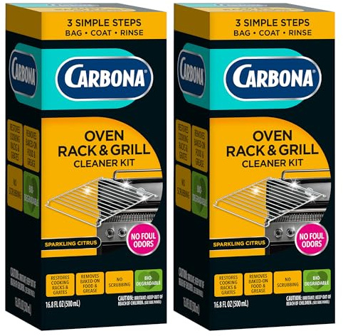 Carbona Oven Rack & Grill Cleaner | Eliminates Thick Grease & Build-Up | Griddle & BBQ Cleaning Solution | 16.8 Fl Oz, 2 Pack