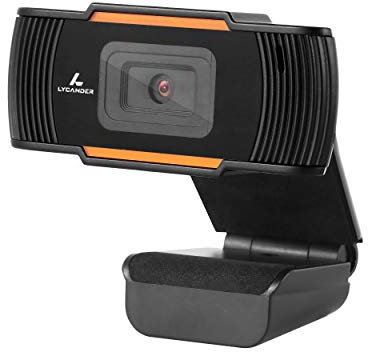 LYCANDER USB Webcam with Microphone Built-In, 1080p Full HD, 30fps, Black & Orange - For Desktop, Laptop, Windows, Mac, Linux, Online Meetings, Streaming, Video Chats
