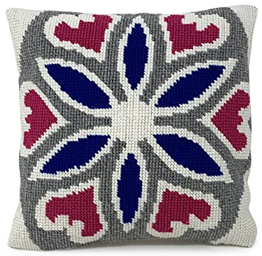 DELICATELA Kit de bordado para cojín | cañamazo impreso de 40cm x 40 cm | incluye lana y aguja de tapicería | Diseño Gracia