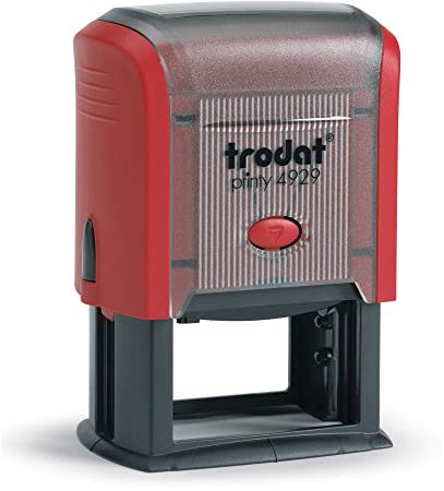 Trodat Printy 4929 - Gehäusefarbe Rot - mit Wunschtext personalisierbarer Textstempel, Adressstempel oder Firmenstempel - 7 Zeilen - 50x30mm