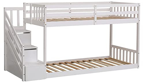 Happy Garden Lits superposés pour Enfants 190x90cm Blanc Célestine, Espace de Rangement intégré