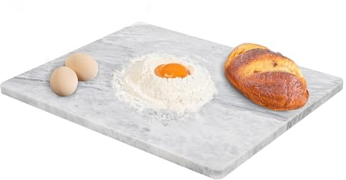 Lovdeco Marmor-Gebäckbrett, Brett für Küche, große Wolke, weiße Marmorplatte, Geschenk mit rutschfesten Füßen, 40,6 x 50,8 cm, 1 Stück
