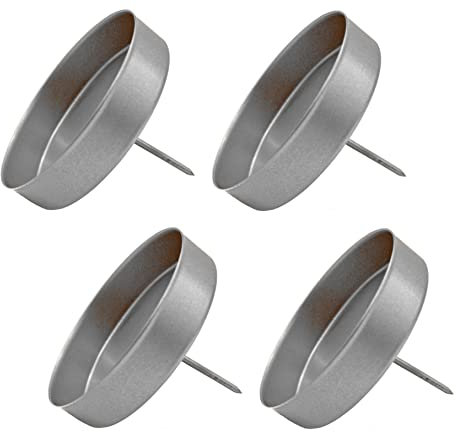 Kerzenpick für Stumpenkerzen 4er Set - Silber - Kerzenhalter für Kugelkerzen - Kerzen Stecker für Advents und Weihnachts Gesteck