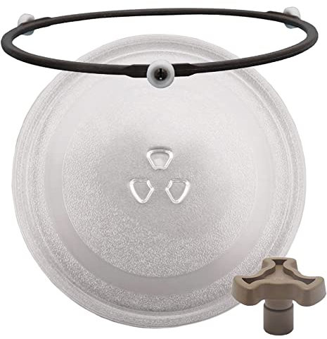 WORDFUN Glasdrehteller Für Mikrowellen, Mikrowelle Glasplatte Ersatzteller, Glass Drehscheibe, Mikrowellenteller, Mit 3 Fixierern, Mikrowelle Plattenspieler, Mikrowellenzubehör, 24.5cm 25.5cm 27cm