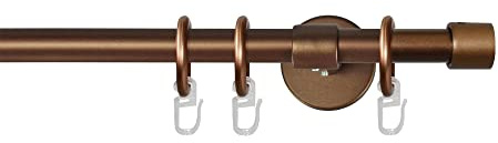 Garesa Gardinenstange Rustika Ø 16mm, 1-läufig, Bronze I Rustikale Vorhangstange aus Metall inkl. Ringe + Faltenlegehaken I Mit Endknopf Kappe I 140cm
