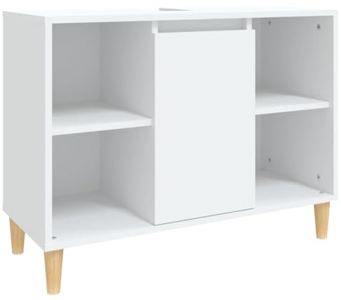 vidaXL Tvättställsskåp vit 80x33x60 cm konstruerat trä, tvättställsskåp, vaskskåp, badrumsskåp, handfatsskåp