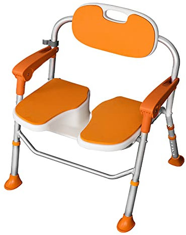 PTHTBL Silla de Ducha Plegable para el Interior del Asiento de la Ducha de la bañera con los Brazos y la Espalda, Banco de Ducha de Altura Ajustable para Ancianos discapacitados,Naranja