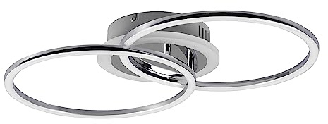 Reality Leuchten LED Deckenleuchte Venida R62783406, Metall Chrom, inkl. 25 Watt LED, Switch Dimmer