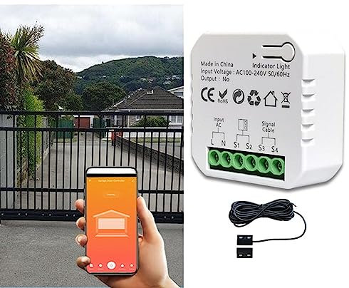 RANRAO Smart Zigbee Garagentor-Steuerungskit, Garagentoroeffner Alexa über App steuerbar, kompatibel mit Alexa & Google Home, Hub erforderlich, für Schiebetüren