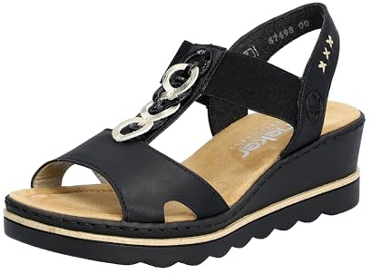 Rieker Sandales pour femme 67498, Noir, 39 EU