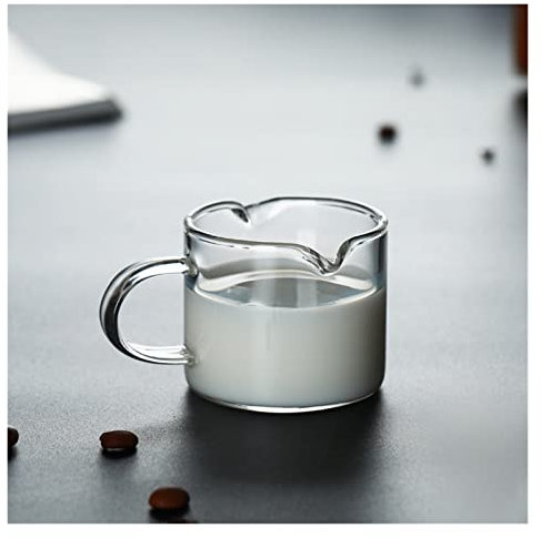 Bricco for panna, bricco for zangola, bricco for latte in vetro Doppio ugello rovesciato Pentola for panna for caffè Barista Artigianale Caffè Latte Pentola for schiumare il latte Brocca 70 ml di latt