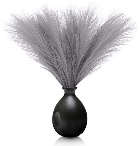 Fiacvrs 6PCS Dried Pampas Grass Set, Dried Flowers for Crafts, 45cm Dried Plants Artificial Pampas Grass Faux Plant Dried Vase Fillings Party Home Bathroom Decor(Grey)