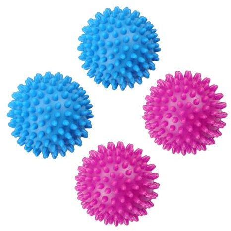 Luckious Brand 4 PCS Dryer Balls - Cleaning Laundry Balls, Reusable Roller Drying Balls, Reduce Wrinkles, Drying Time, Static Electricity, and Soften Clothes (Blue, Red)