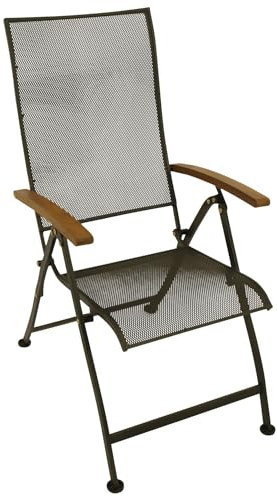 DEGAMO Klappsessel Gartensessel CHIASSO Hochlehner, Metall und Streckmetall verzinkt und anthrazitfarben pulverbeschichtet, Armlehnen Akazie, Outdoor