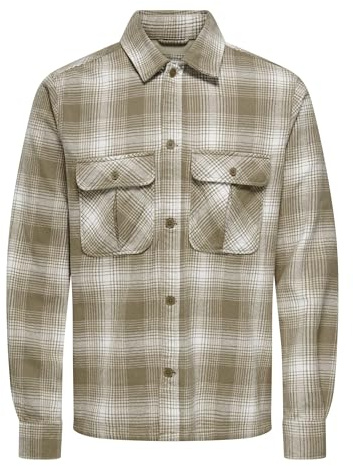 ONLY & SONS ONSCEDRIC Life Check Overshirt NOOS skjortjacka, fällkjol M, fällor kjol, M