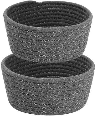 Aufbewahrungskorb Baumwollseil Geflochten 2er Set, Aufbewahrung Körbe, Badezimmer Wickeltisch Zubehör Flechtkorb Organizer Organisations Baumwolle für Deko Kinderzimmer Spielzeug (grau)
