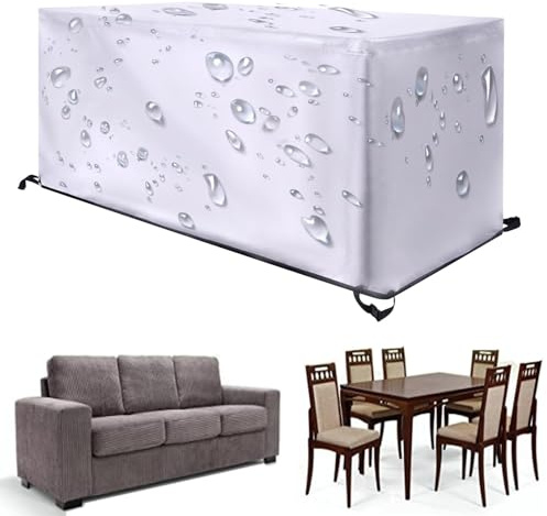 XDPBLM Funda Mesa Jardin - 200x110x80cm(LxWxH) Impermeable Tejido 420D Oxford Funda Protectora Muebles Jardin, Anti-UV, Funda Muebles Exterior Funda Protectora Jardin