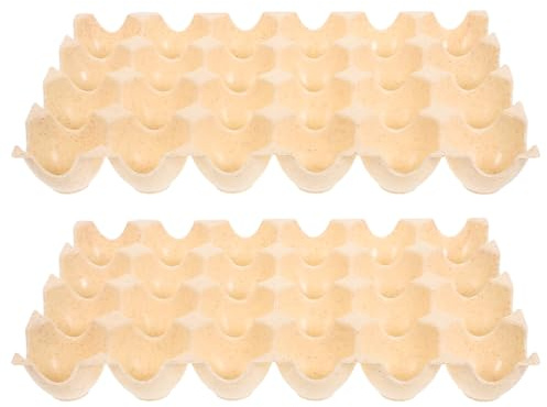 Contenedor de Huevos Beige Pp 2 Piezas Rejillas Apilable | Diseño Ranurado Compacto, Cabe en Nevera, Organización Doméstica y Protección para Huevos