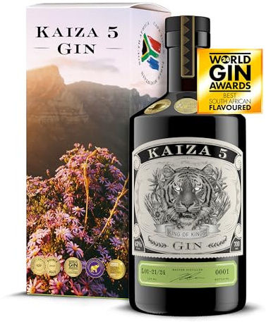 KAIZA 5 GIN - 0,7 l - 43% | Der ausgezeichnete Gin aus Südafrika/Kapstadt | Frisch, weich, exotisch mit schwarzer Johannisbeere und Grapefruit | Sunrise