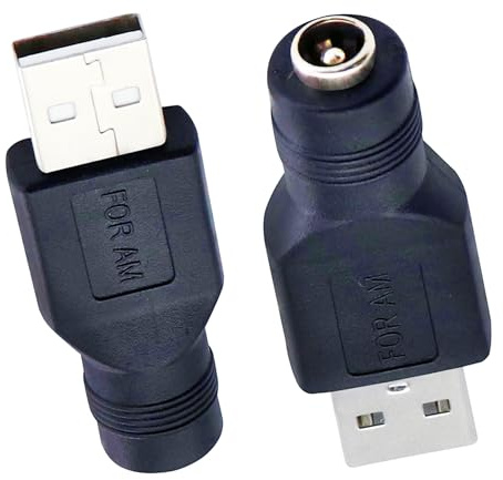 SHANFEILU USB to DC Power Adapter USB 2.0 A Male to DC 5.5x2.1mm Female Connector DC5521 Female to Type A Male Adapter for Laptop PC Smart Phone 2 PCS | Stecker DC5521 Buchse auf Typ A Stecker Adapter für Laptop PC Smartphone 2 Stück