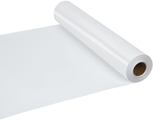 RENLITONG White Iron on Vinyl Roll - 12Inch x40ft HTV Heat Transfer Vinyl for T-Shirt HTV Vinyl Rolls for All Cutter Machine - Easy to Cut & Weed for Heat Transfer Design (White, 40ft)