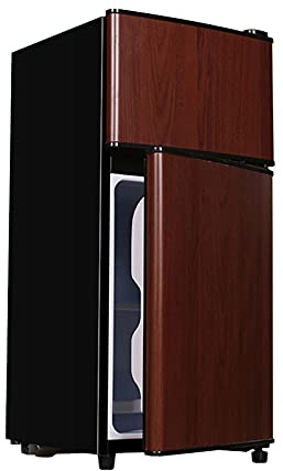 GYDUHYE Mini frigorifero, colore venature del legno, a risparmio energetico e silenzioso, ideale per camera da letto, soggiorno e piccolo ufficio.