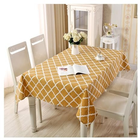 Epinki 70x70CM Tischwäsche, Tischdecke Geometrisch Baumwolle, Biertisch Tischdecke Hochzeit Tischdekoration für Wohnzimmer, Esszimmer, Balkon, Garten, Gelb