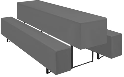 Teruntrue 3er-Sets Biertischhussen Bierbank-Auflage,Dunkelgrau Biertisch und Bankgarnitur Husse für 50x220cm Tischbreite für Festzeltgarnituren Bierbank Hussen(Dunkelgrau)