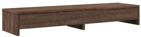 vidaXL Skärmställ med lådor brun ek 100x27x15 cm konstruerat trä, monitorställ, skärmställ med hylla, skrivbordshylla, monitor ställ