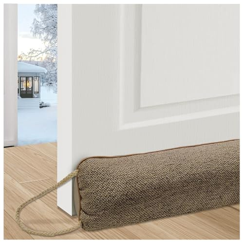 euluoziqing Zugluftstopper für Türen 91cm, Windstopper als Türvorleger, Luftzugstopper für Fenster und Kälteschutz Luftstopper, vor Lärm Wind und Insekten (Braun)