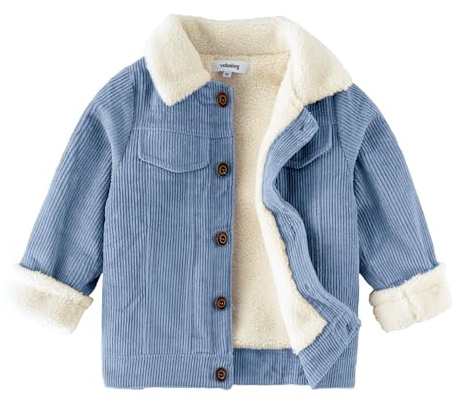 Volunboy Bebé Niños Pana Chaqueta de Forro Polar, Niñas Otoño Invierno Ropa Sherpa Abrigo