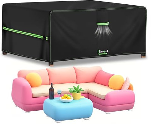 Lorugred Garden Furniture Covers Waterproof,200X160X74cm Outdoor Rattan Furniture Cover,420D Oxford Fabric Patio Table and Chair Set Covers with Air Vent,Windproof Rectangle Sofa Cover