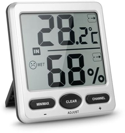 KONTONTY Termometro Wireless Igrotermografo Display LCD Misuratore Temperatura Umidità Sensore Multifunzione Remoti Selezionabili Memoria Min Max