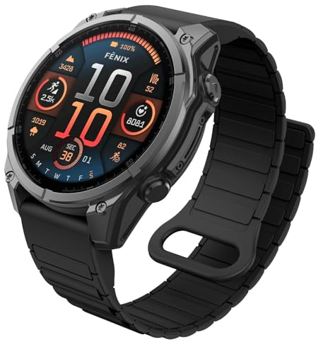 MYSNBKN 22 mm Quick Fit Silikon Magnetarmband für Fenix 8 47 mm/Fenix 7/Fenix 7 Pro/Fenix 6/Fenix 6 Pro/Fenix 5/Fenix 5 Plus/Fenix EPIX, Uhrenarmband für Forerunner 935/945/955/965/Approach S60/S62