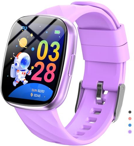 Ucani Kids Smart Watch 6-16 Years - IP68 Waterproof Fitness Tracker, 1.75 Touch Screen, Heart Rate & Sleep Monitor, 100+ Sports Modes, Gift for Girls Boys (Bright Purple)