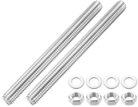 sourcing map Lot de 2 tiges entièrement filetées M14 x 155 mm en acier inoxydable 201 avec écrous et rondelle plate pour pinces, cintres et boulons en U