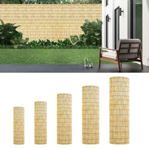 Rotolo Bamboo Giardino,Schermo di Protezione della Privacy del Balcone,cannette Bamboo da Esterno,Rotolo per Recinzione Stuoia Ombreggiante Esterno Copertura Oscurante Privacy per Giardino Terrazzo