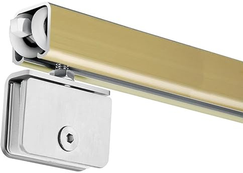 Kit de système de rail de porte coulissante en verre à suspendre sur le dessus - 76,2 cm - Matériel de rechange pour poche de placard, baignoire, douche, terrasse, portes de balcon, durable et facile