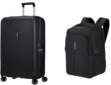 Samsonite Neopulse & Guardit 3.0 - Koffer, 70 cm, 69 L & Ryanair Handgepäck mit Laptopfach 14,1, 25 x 20 x 40 cm, 24 L - Business Reise-Set - Schwarz/Graphit
