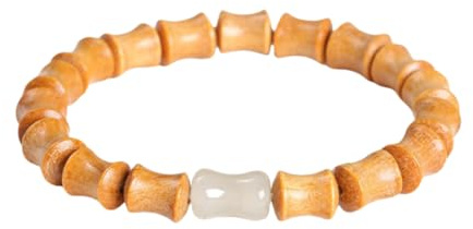 NAFEIMILUN Naturelles Bracelet Élastique En Perles De Bambou Et De Bois De Santal Naturel Pour Hommes Et Femmes Bracelet Simple En Bois De Santal Jade Et Bambou